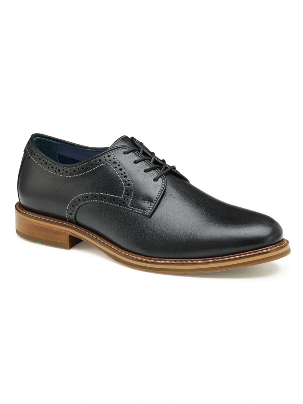 Johnston & Murphy Black Leather XC Flex Raleigh Plain Toe Shoes
